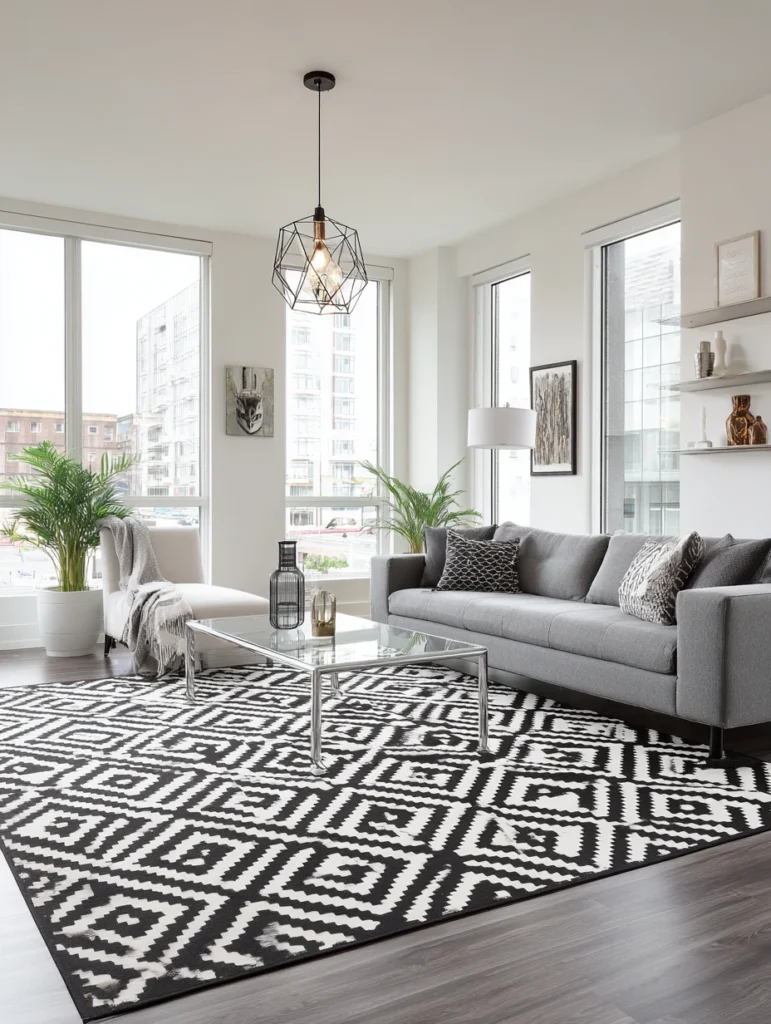 Stylish Living Room Rug Ideas: Bold Geometric Patterns for Modern Spaces