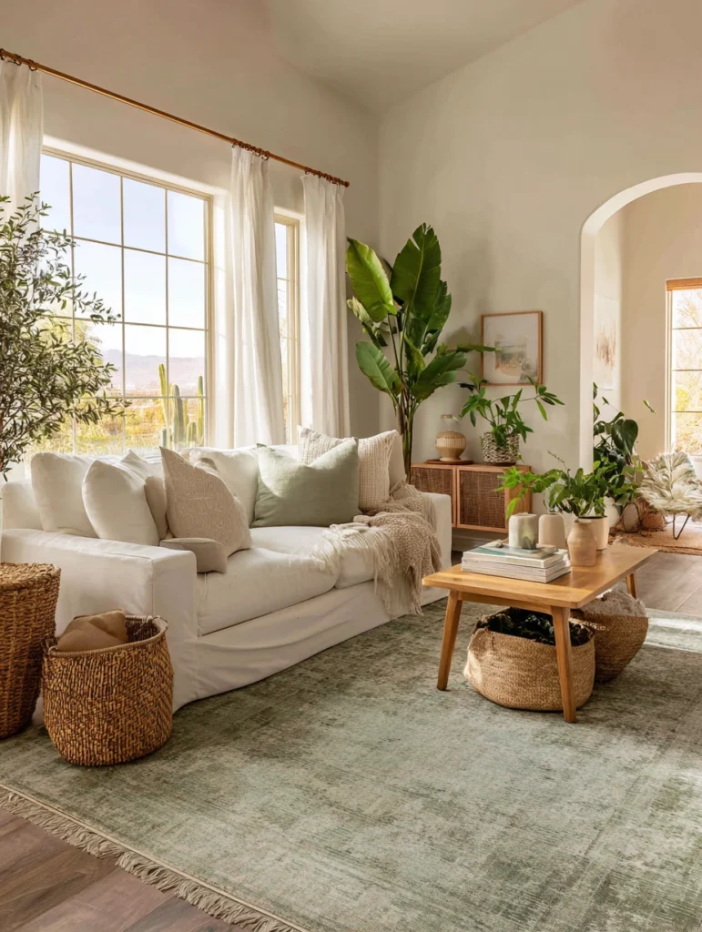 Stylish Living Room Rug Ideas: Soft Sage Green for Calming Vibes