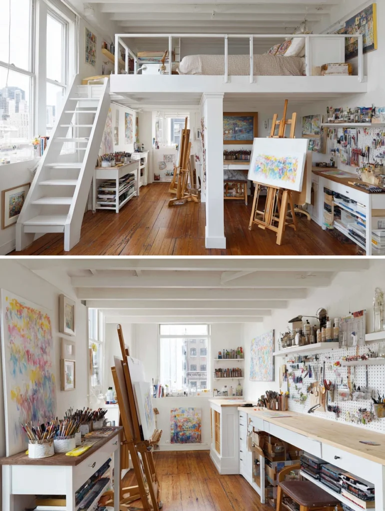 Loft Bed Bedroom Ideas: Artist's Creative Studio