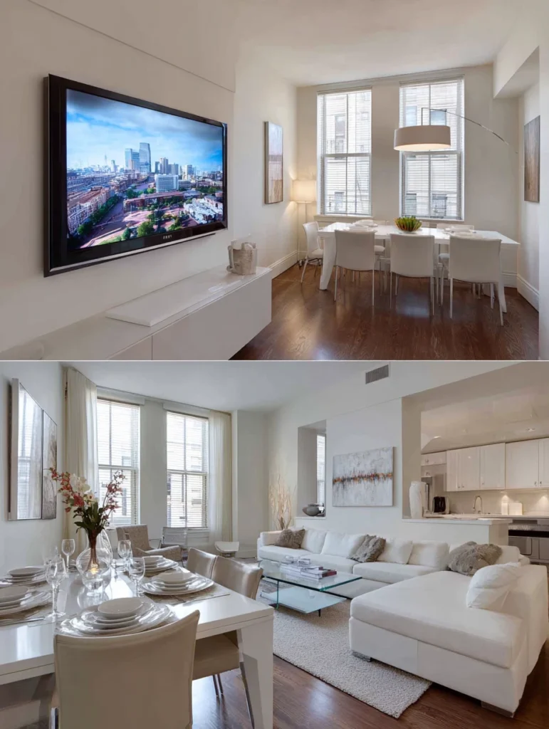 Small Living Room Dining Room Combo Ideas: Mount Your TV on the Wall