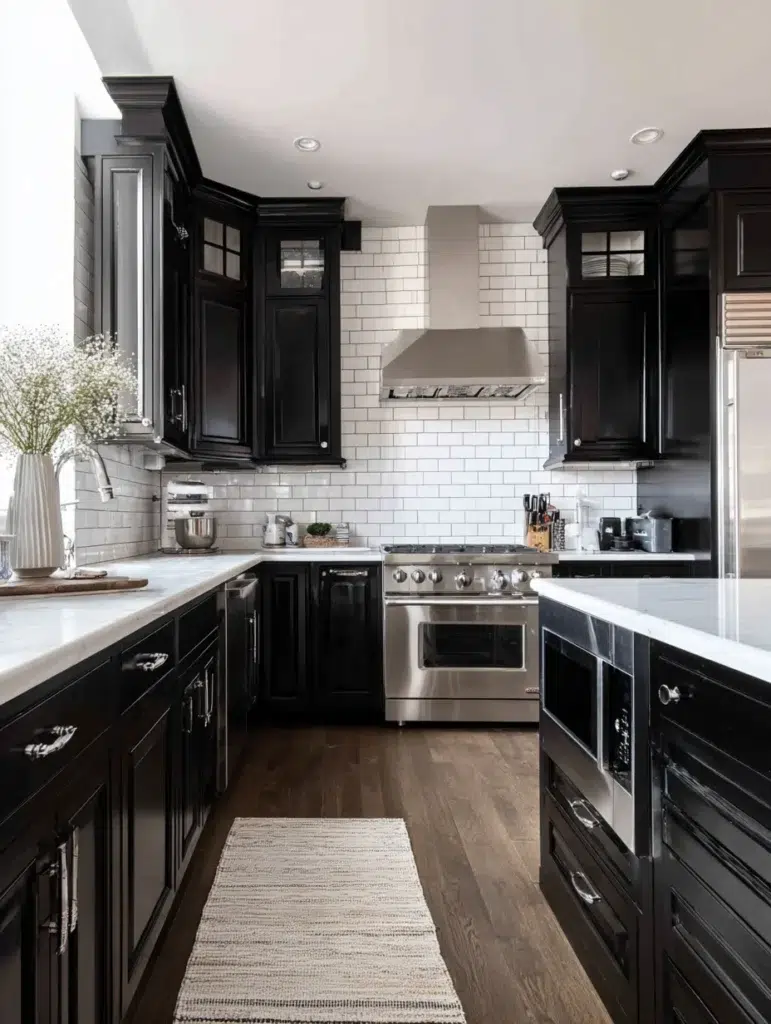 7 Black Cabinets with White