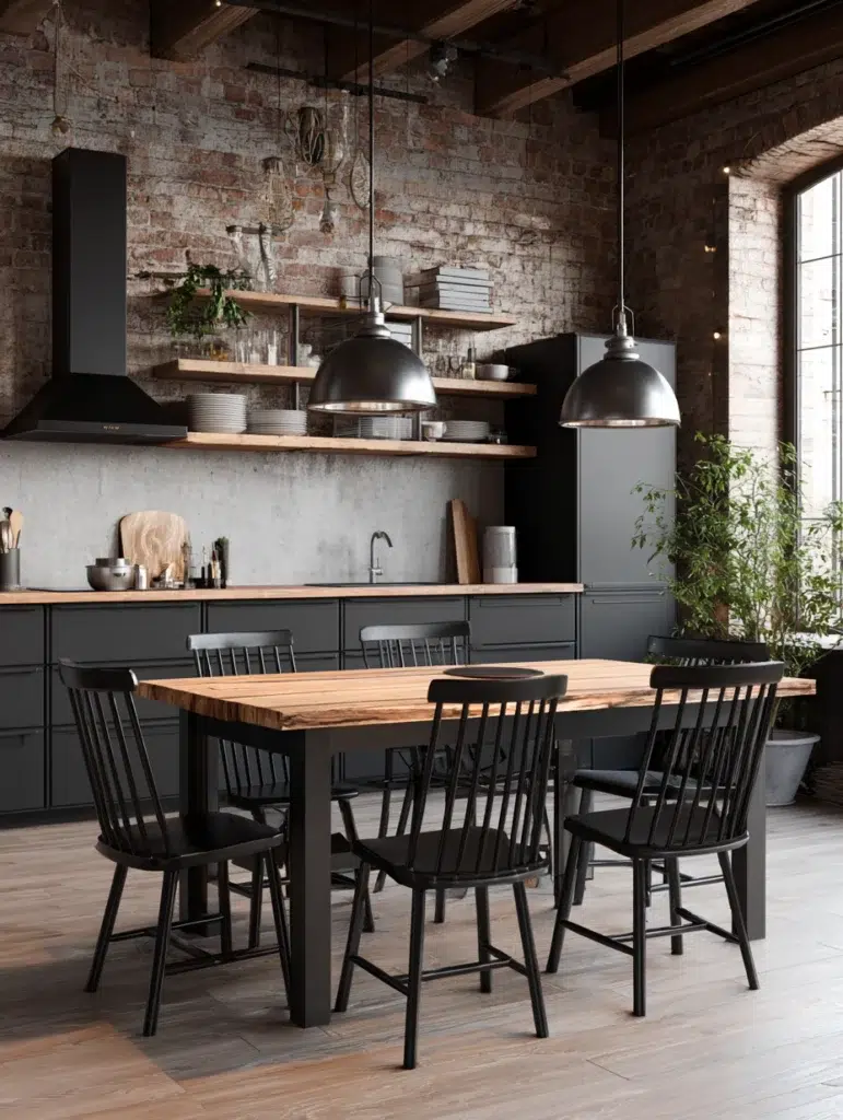 7 Black Metal Frame Chairs
