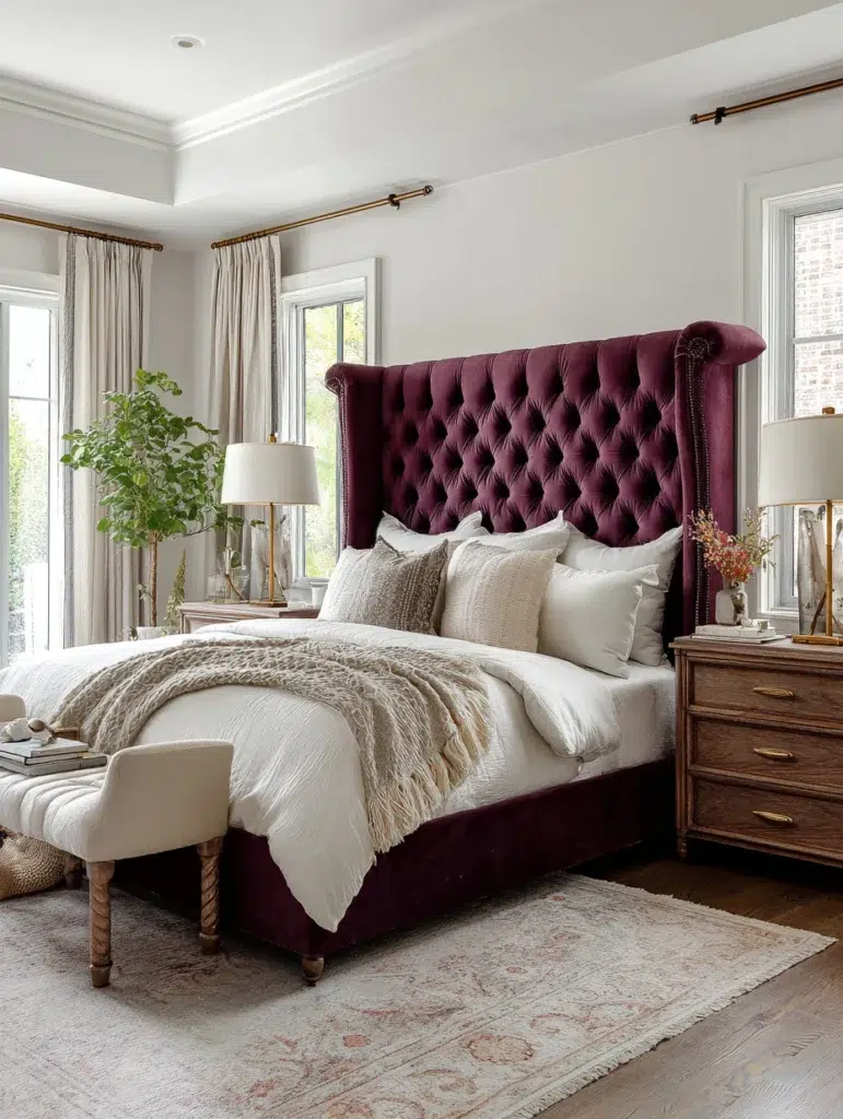 8 Deep Plum Upholstered Headboard
