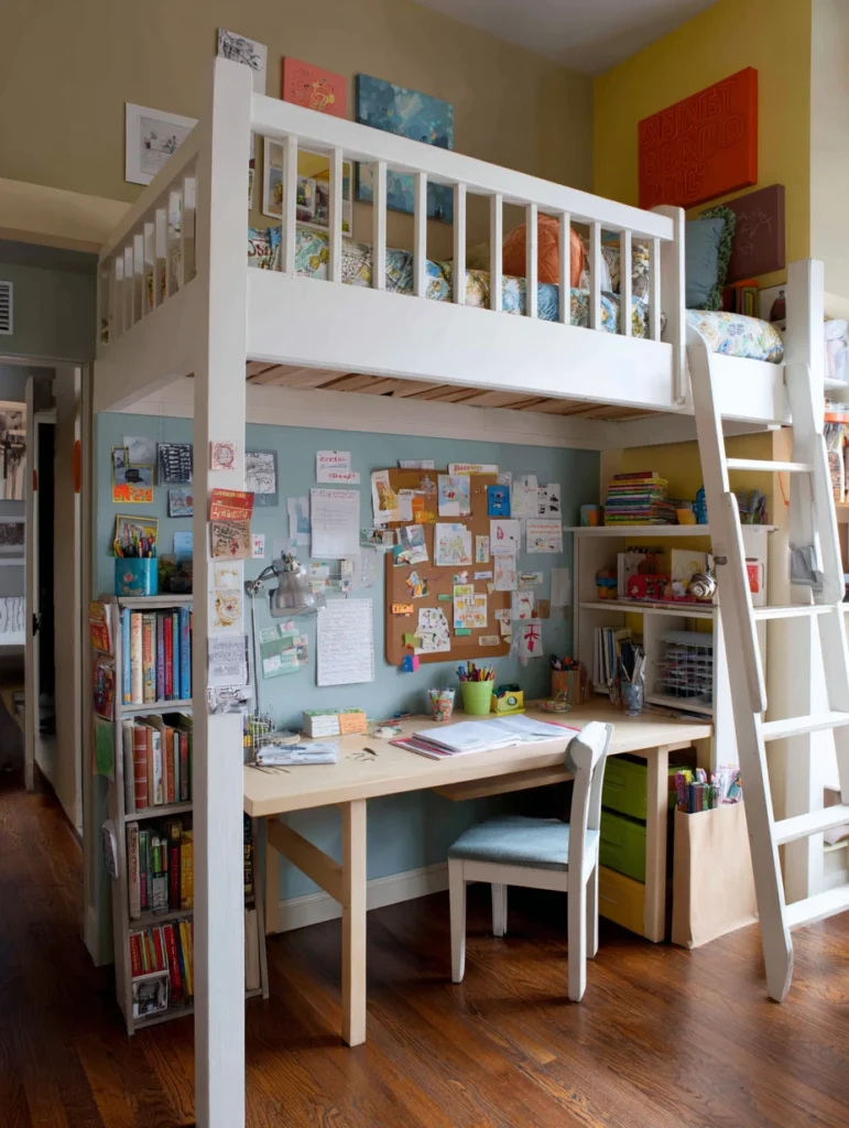 Loft Bed Bedroom Ideas: Homework Station for Kids