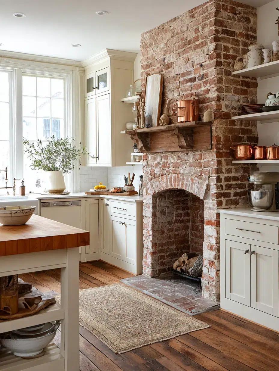 1. Classic Brick Fireplace with Traditional Charm