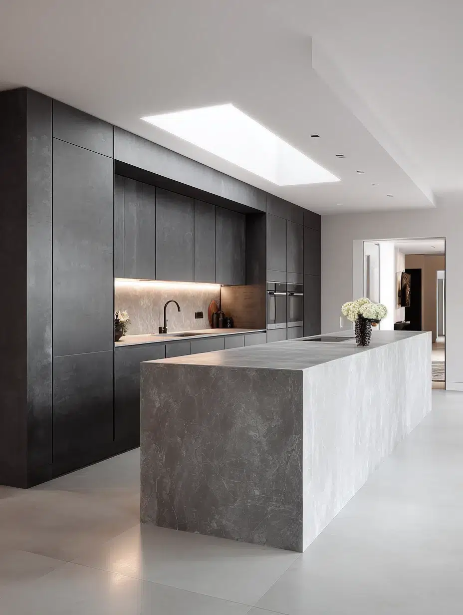 10. Dark Grey Slab Cabinets for Minimalists