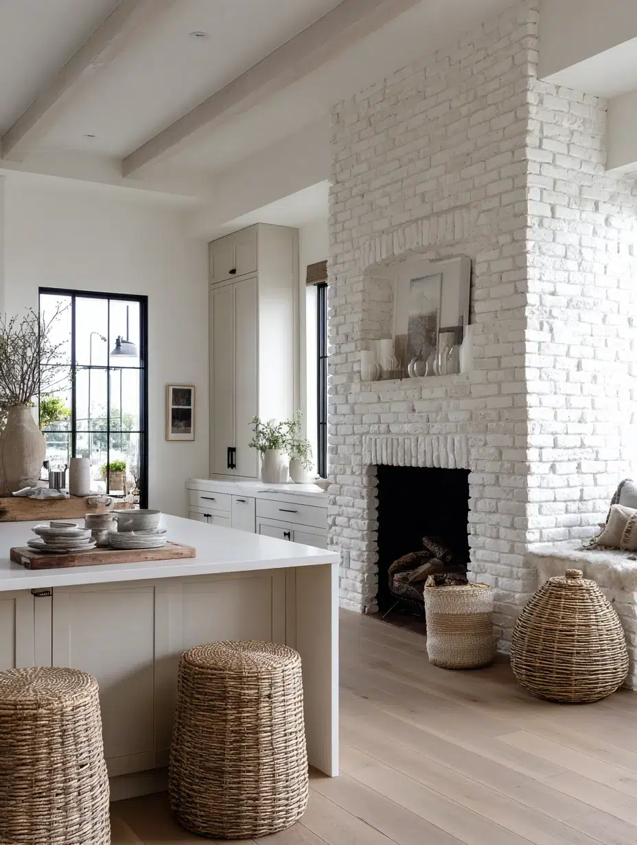 10. Whitewashed Brick for Bright Spaces