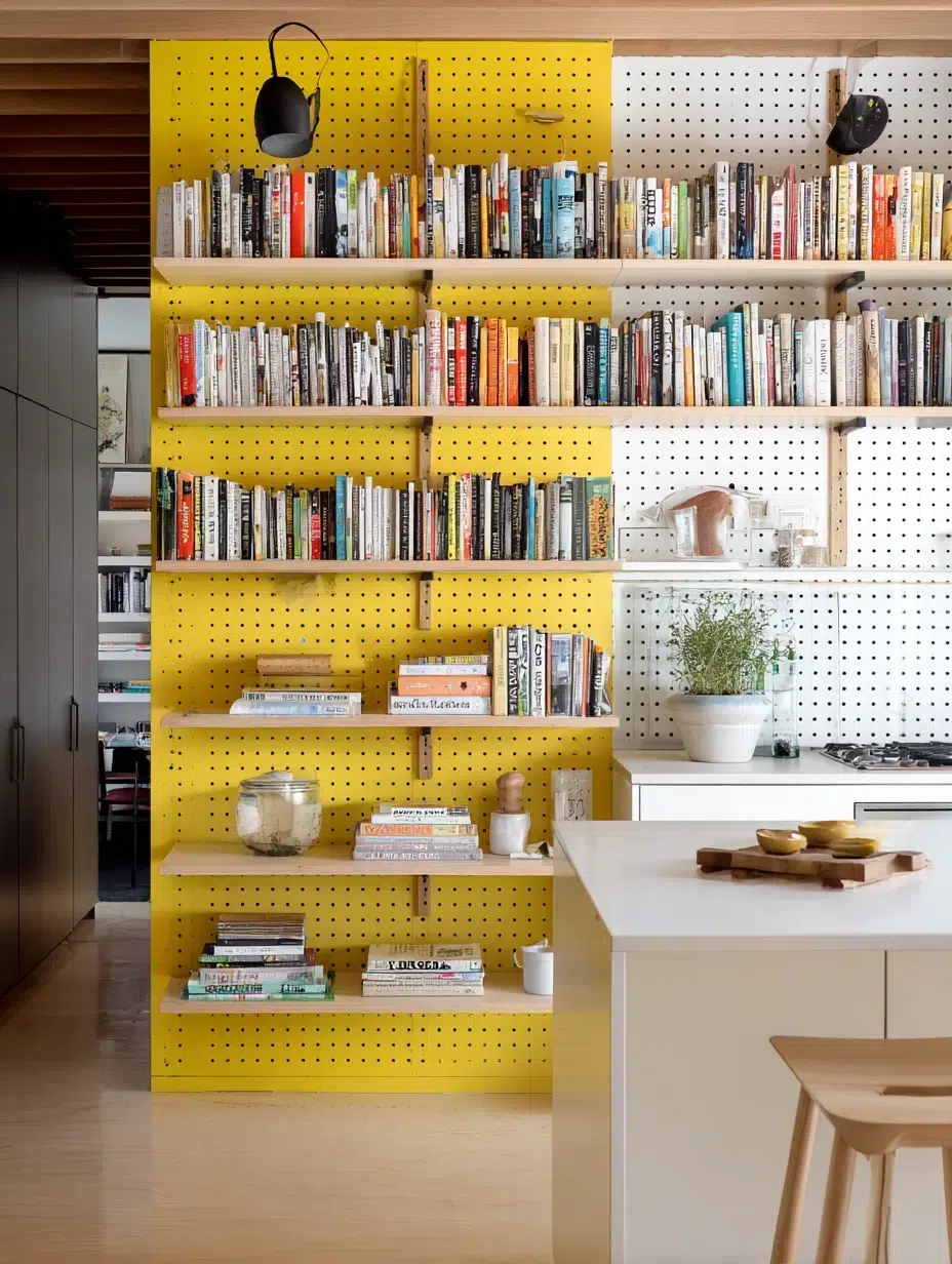 11. Pegboard Wall with Shelf Brackets