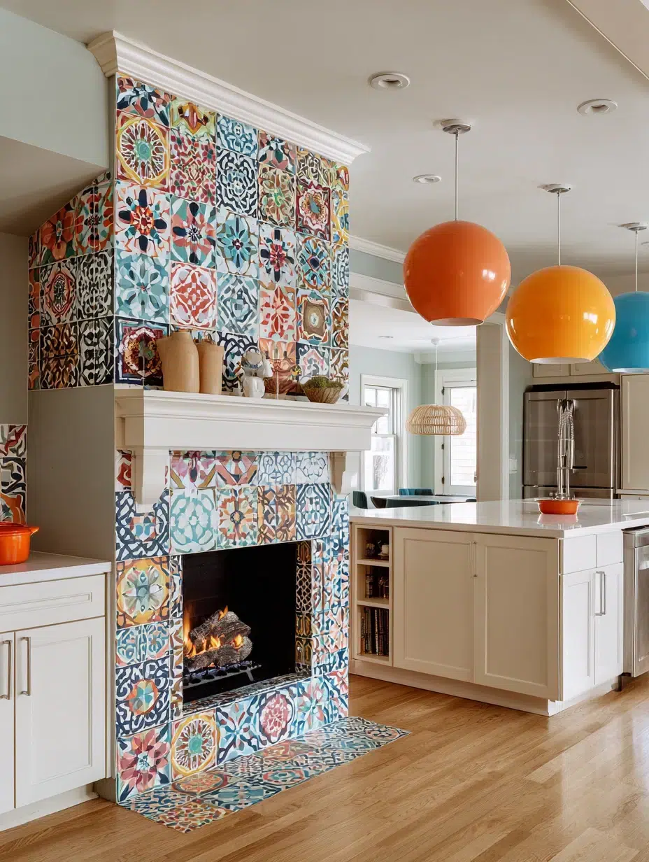 13. Tile Surround in Bold Patterns