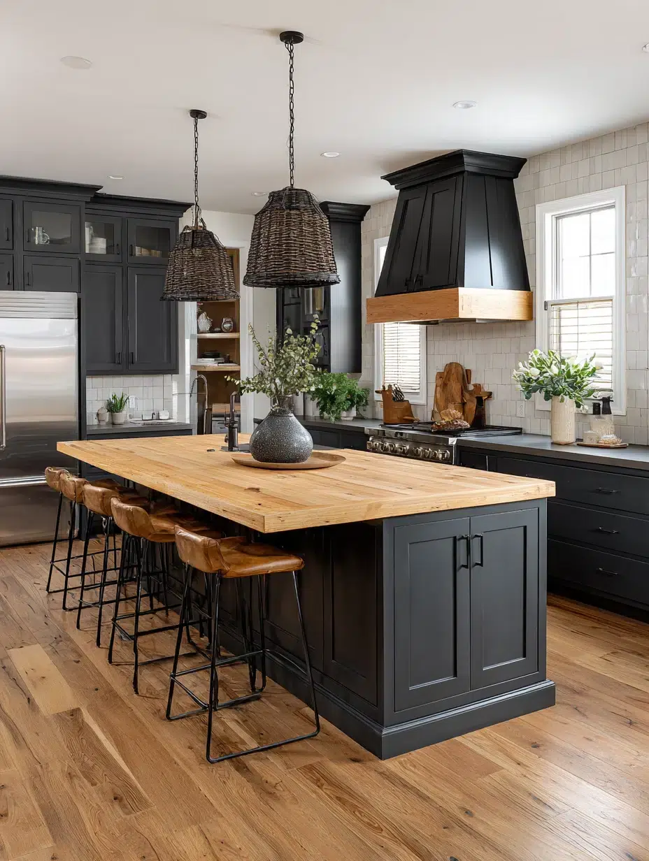 16. Dark Grey Perimeter with Light Wood Island