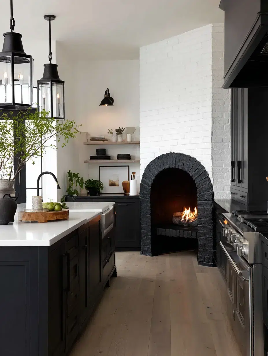 18. Black Painted Fireplace for Drama