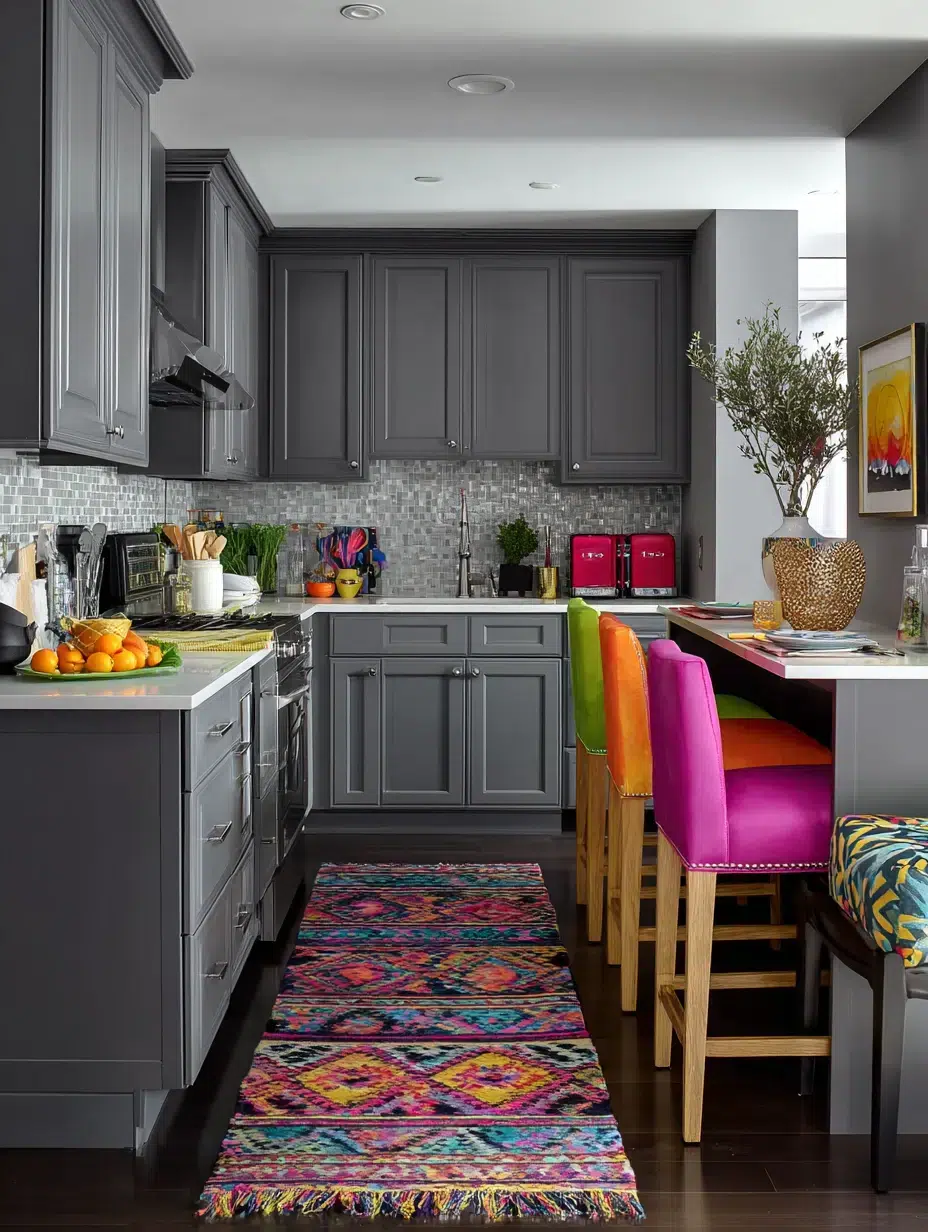 18. Dark Grey with Colorful Accents