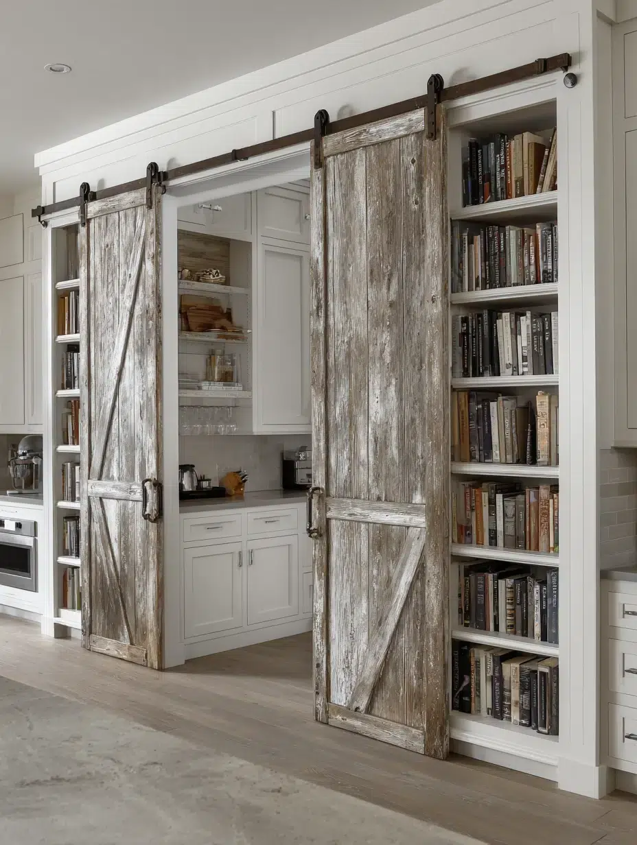 19. Rustic Barn Door Bookshelf