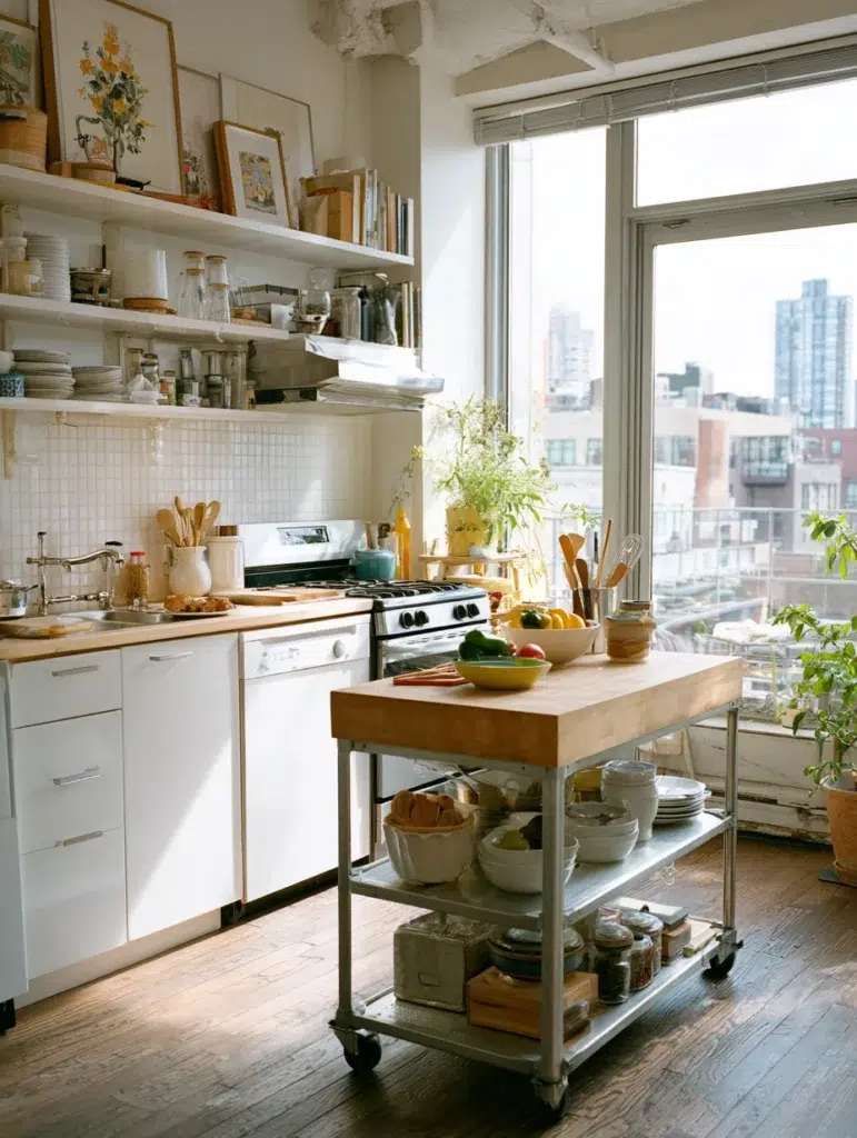 2 Add a Rolling Kitchen Cart
