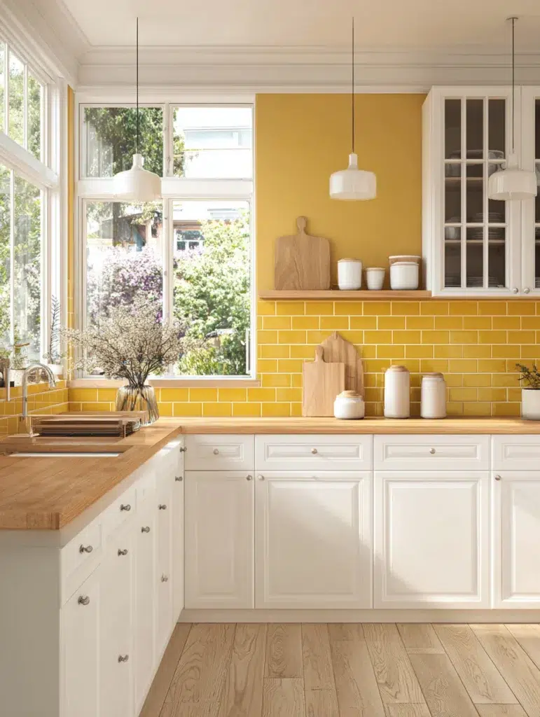2 Sunny Yellow Backsplash Tiles