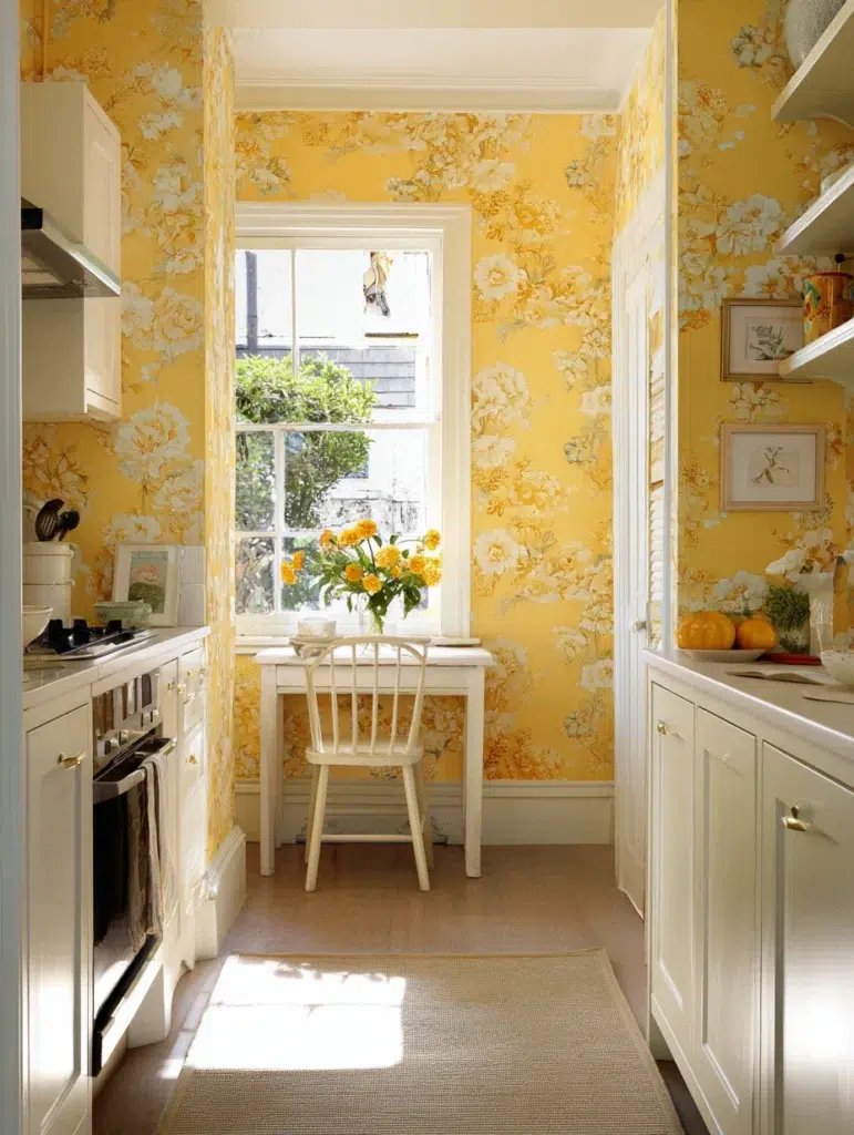 20 Yellow Floral Wallpaper Accent