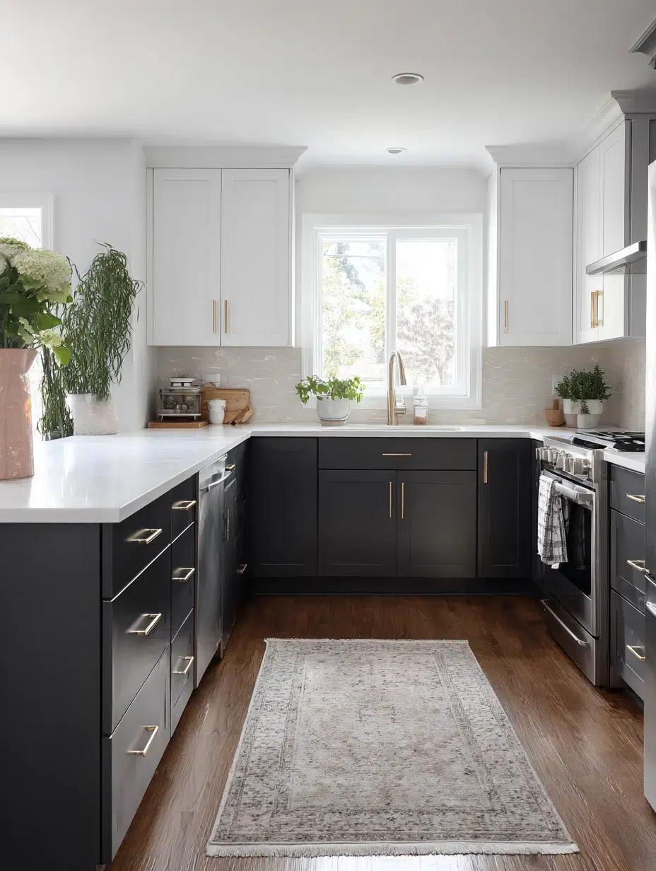 3. Two-Tone Cabinets with Dark Grey Lowers