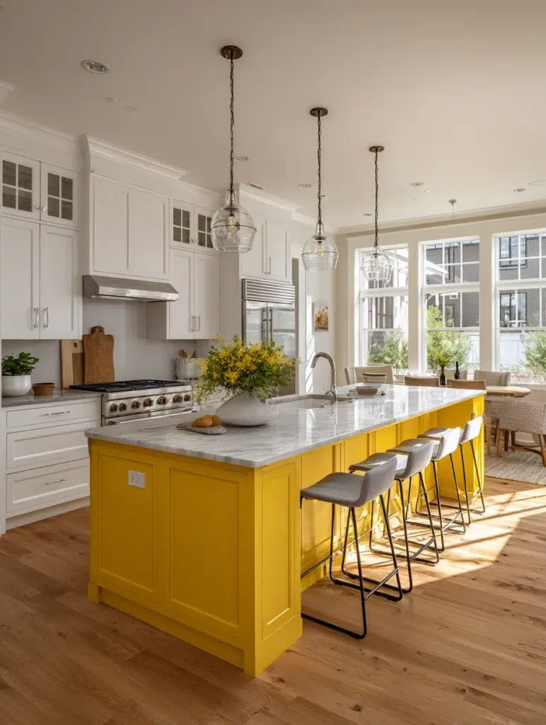 4 Yellow Kitchen Island