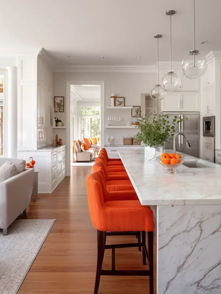 6 Coral Orange Bar Stools