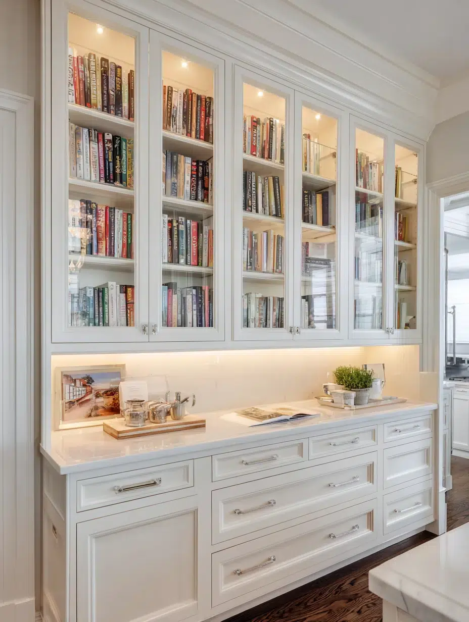 6. Glass-Front Cabinet Bookshelf
