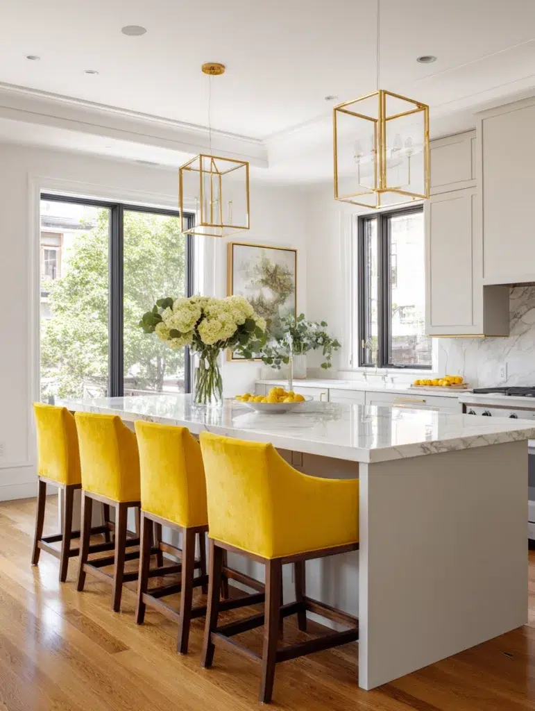 6 Golden Yellow Bar Stools