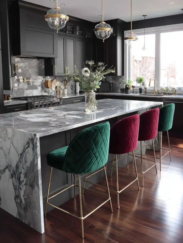 6 Velvet Bar Stools