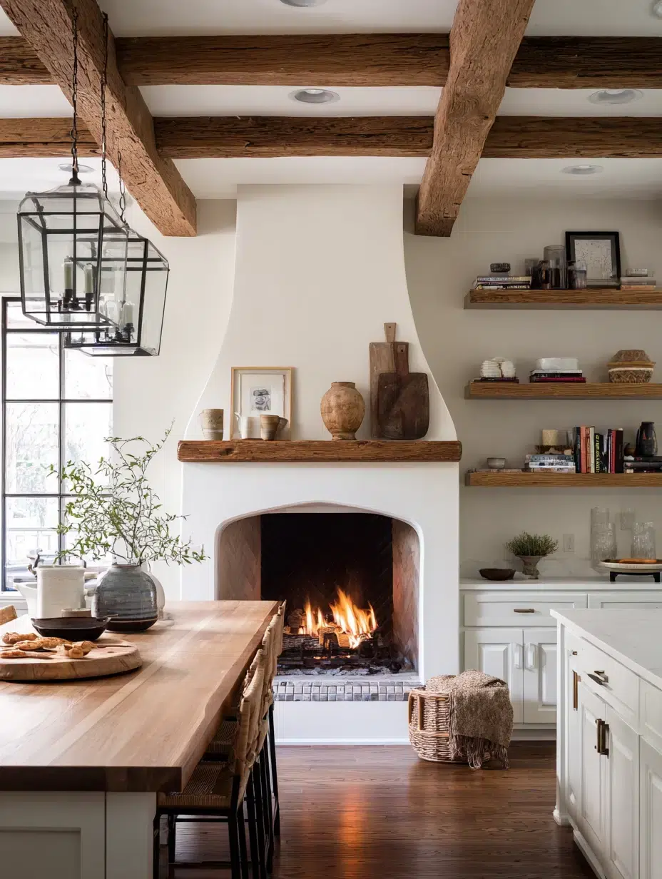 9. Exposed Beam Above the Fireplace