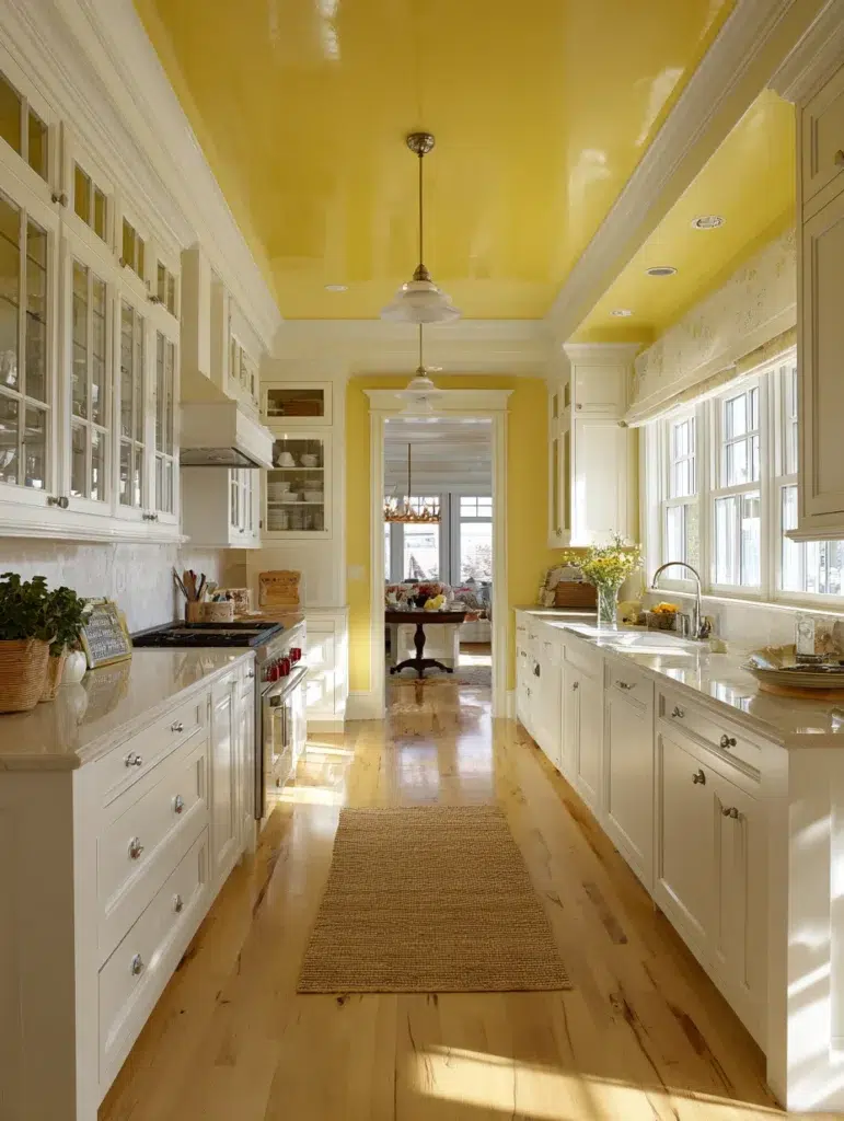 9 Pale Yellow Painted Ceiling